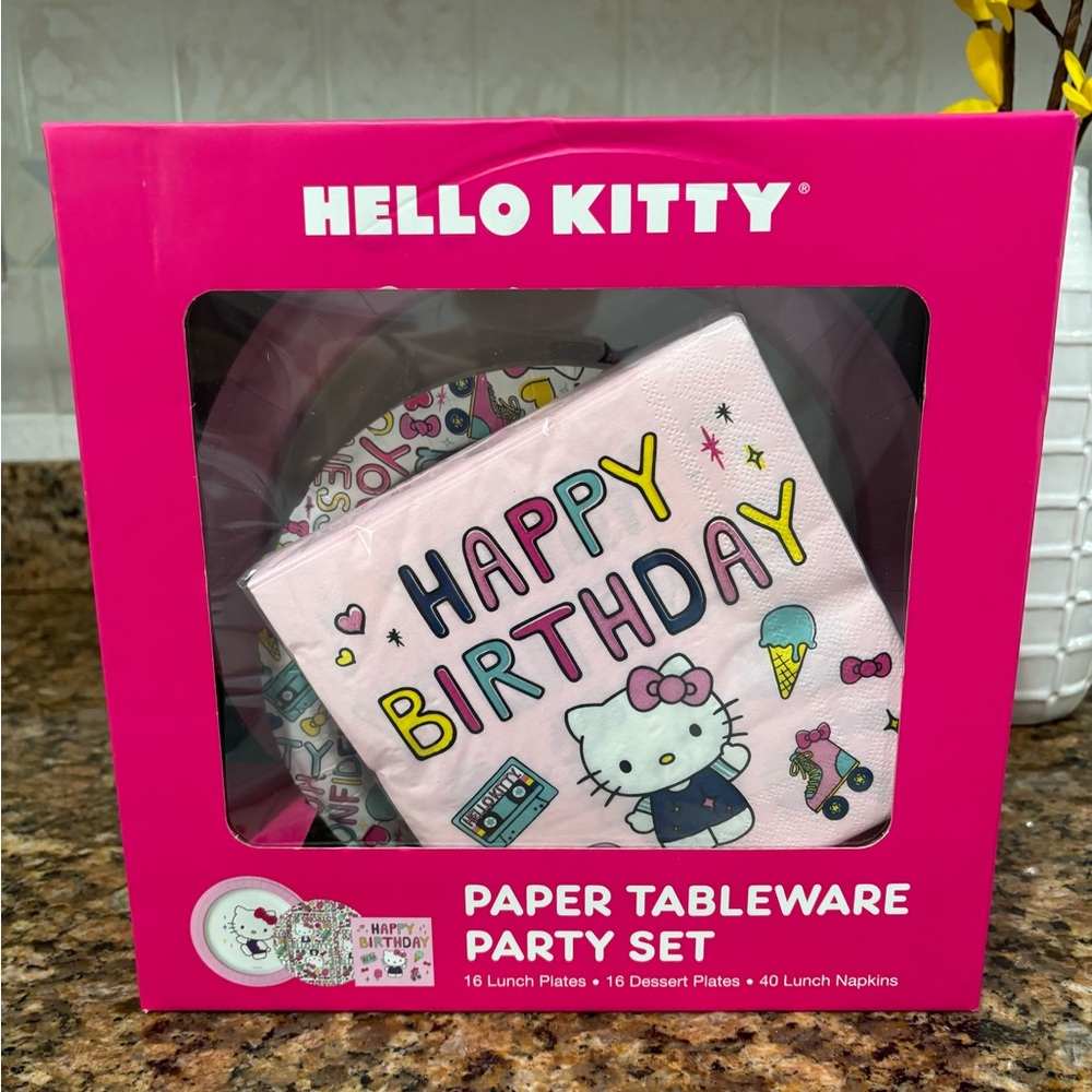 New hello kitty birthday paper tableware party set